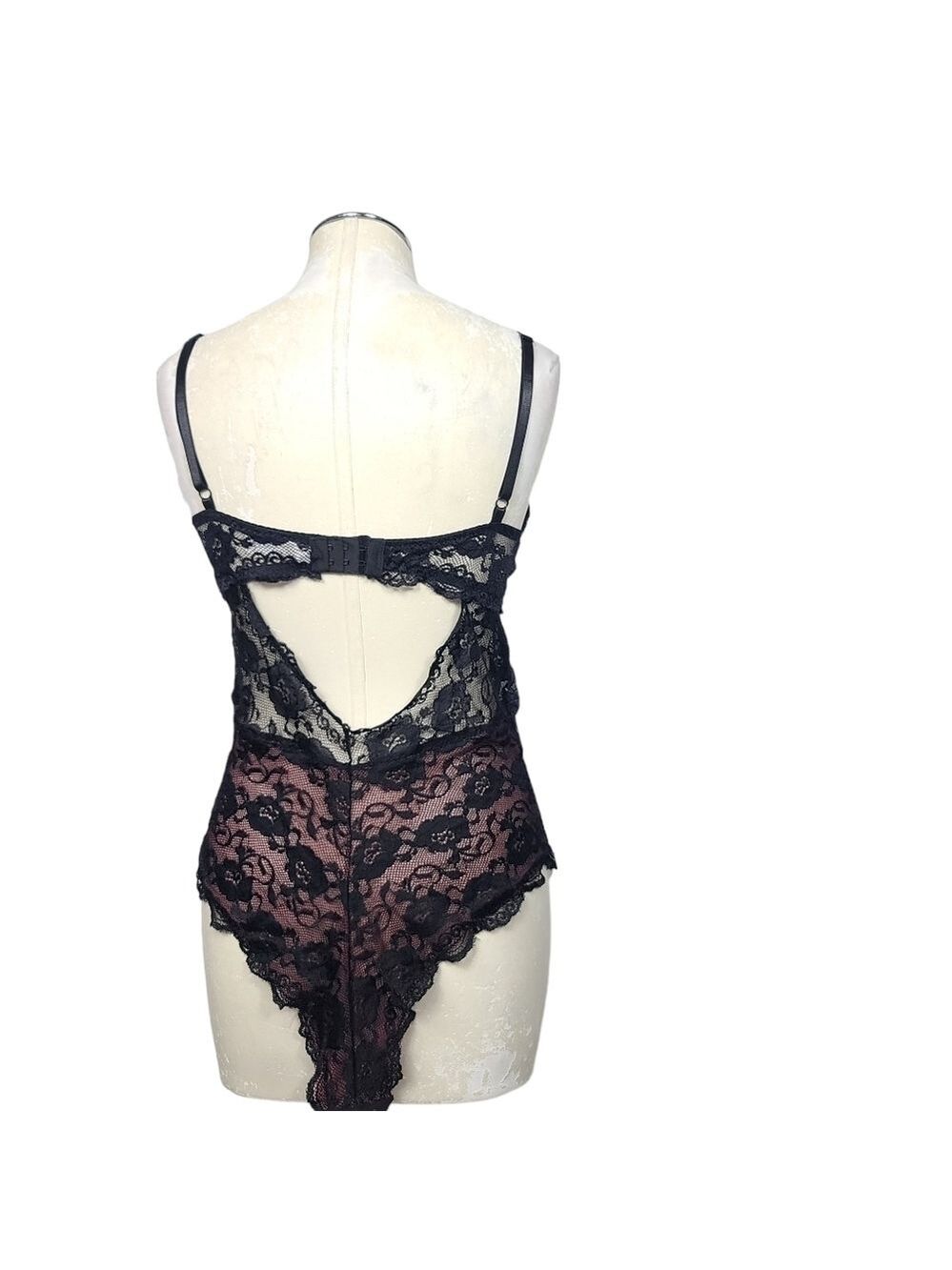 Lingerie Lined Sheer Floral Lace Bodysuit XL - Picture 4 of 10